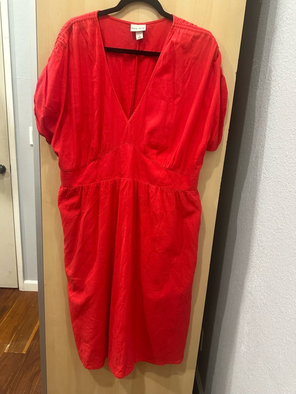 AVA & VIV Red V-Neck Midi Dress plus size 1X